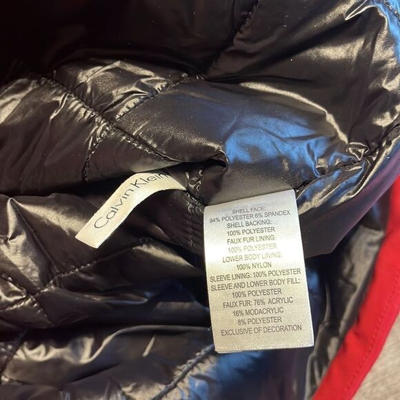 Calvin Klein Faux-Fur-Lined Parka RED . Neww - Picture 6 of 6